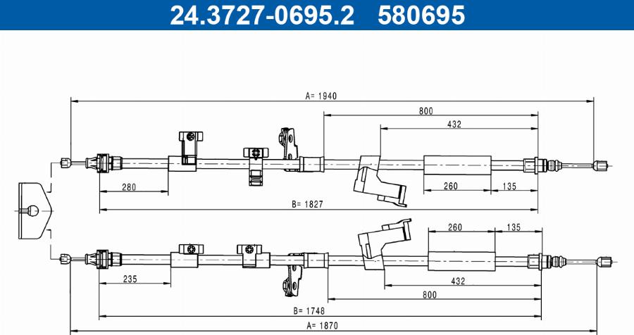 ATE 24.3727-0695.2 - Cavo comando, Freno stazionamento www.autoricambit.com