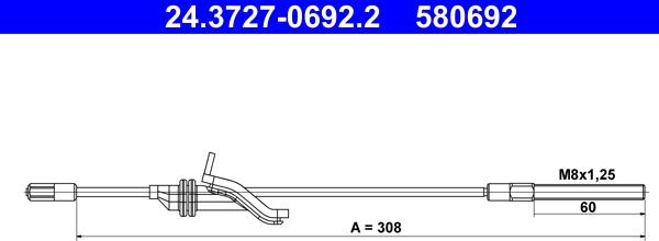 ATE 24.3727-0692.2 - Cavo comando, Freno stazionamento www.autoricambit.com