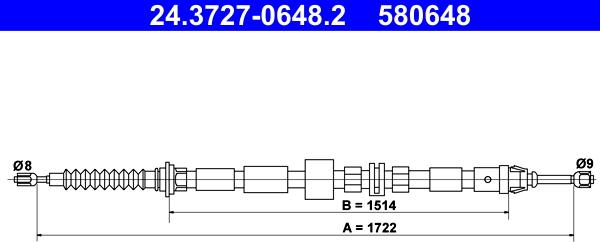 ATE 24.3727-0648.2 - Cavo comando, Freno stazionamento www.autoricambit.com