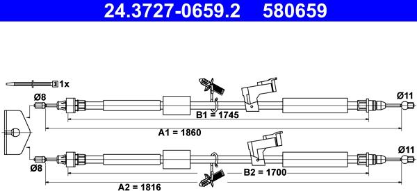 ATE 24.3727-0659.2 - Cavo comando, Freno stazionamento www.autoricambit.com