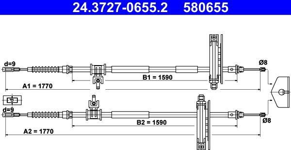 ATE 24.3727-0655.2 - Cavo comando, Freno stazionamento www.autoricambit.com