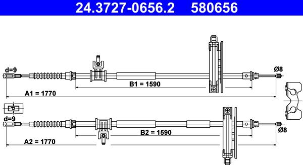 ATE 24.3727-0656.2 - Cavo comando, Freno stazionamento www.autoricambit.com