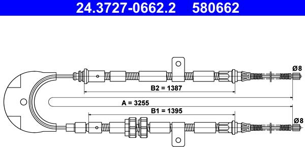 ATE 24.3727-0662.2 - Cavo comando, Freno stazionamento www.autoricambit.com