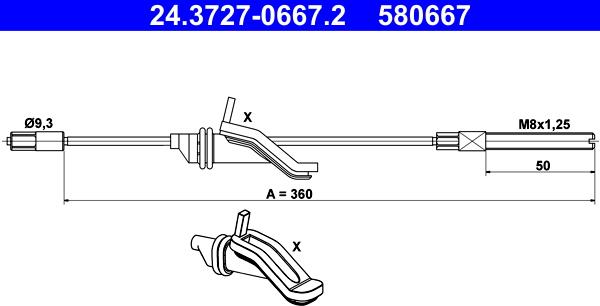 ATE 24.3727-0667.2 - Cavo comando, Freno stazionamento www.autoricambit.com