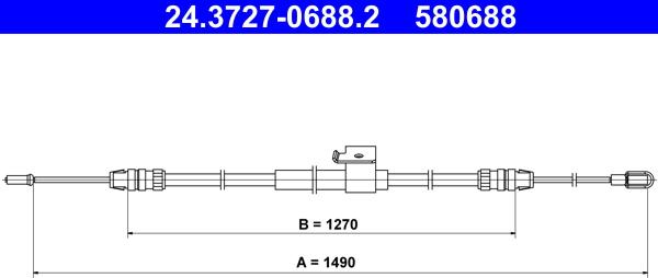 ATE 24.3727-0688.2 - Cavo comando, Freno stazionamento www.autoricambit.com