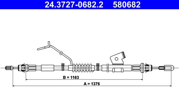 ATE 24.3727-0682.2 - Cavo comando, Freno stazionamento www.autoricambit.com