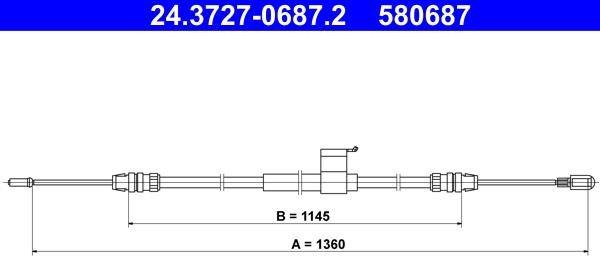 ATE 24.3727-0687.2 - Cavo comando, Freno stazionamento www.autoricambit.com