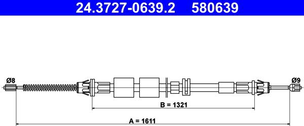 ATE 24.3727-0639.2 - Cavo comando, Freno stazionamento www.autoricambit.com