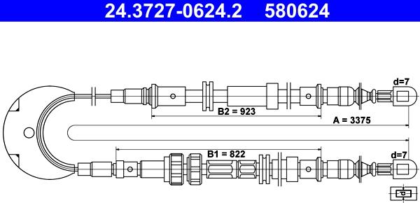 ATE 24.3727-0624.2 - Cavo comando, Freno stazionamento www.autoricambit.com