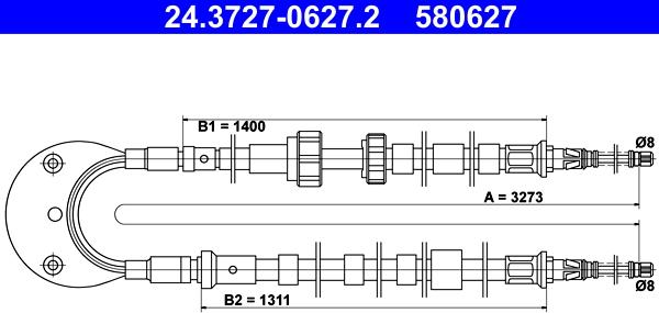 ATE 24.3727-0627.2 - Cavo comando, Freno stazionamento www.autoricambit.com