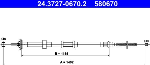 ATE 24.3727-0670.2 - Cavo comando, Freno stazionamento www.autoricambit.com