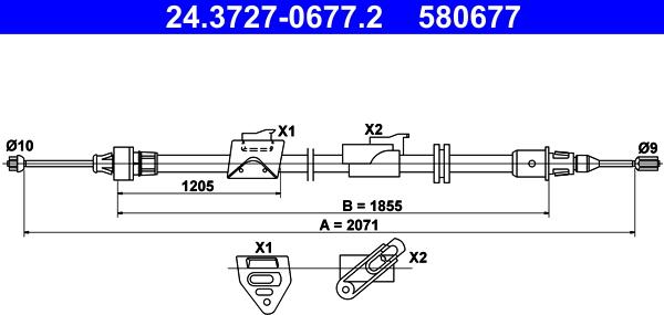 ATE 24.3727-0677.2 - Cavo comando, Freno stazionamento www.autoricambit.com