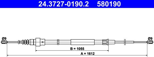 ATE 24.3727-0190.2 - Cavo comando, Freno stazionamento www.autoricambit.com