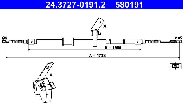 ATE 24.3727-0191.2 - Cavo comando, Freno stazionamento www.autoricambit.com