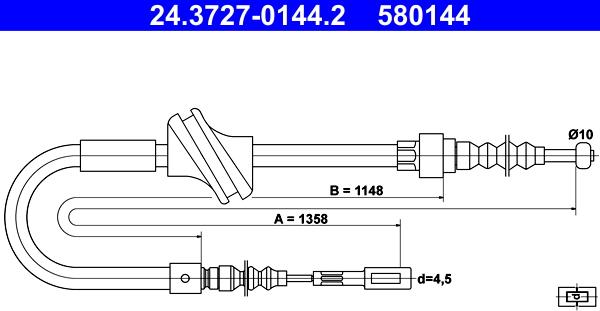 ATE 24.3727-0144.2 - Cavo comando, Freno stazionamento www.autoricambit.com