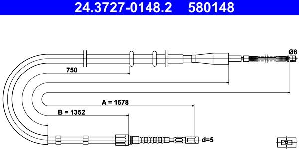 ATE 24.3727-0148.2 - Cavo comando, Freno stazionamento www.autoricambit.com