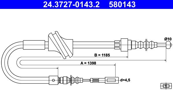 ATE 24.3727-0143.2 - Cavo comando, Freno stazionamento www.autoricambit.com