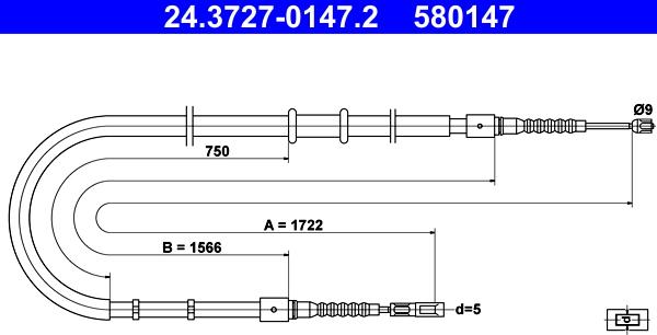 ATE 24.3727-0147.2 - Cavo comando, Freno stazionamento www.autoricambit.com