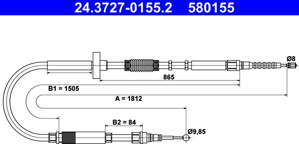 ATE 24.3727-0155.2 - Cavo comando, Freno stazionamento www.autoricambit.com