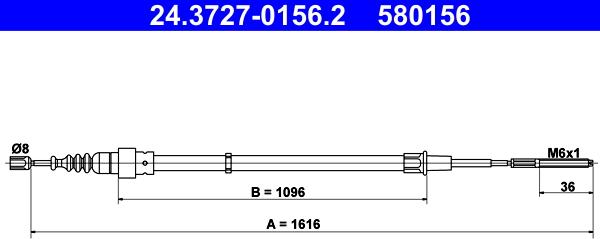 ATE 24.3727-0156.2 - Cavo comando, Freno stazionamento www.autoricambit.com