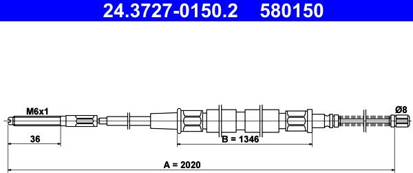 ATE 24.3727-0150.2 - Cavo comando, Freno stazionamento www.autoricambit.com