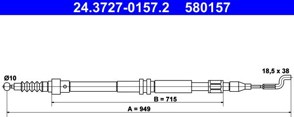 ATE 24.3727-0157.2 - Cavo comando, Freno stazionamento www.autoricambit.com