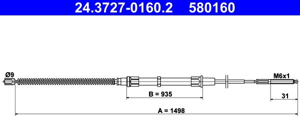 ATE 24.3727-0160.2 - Cavo comando, Freno stazionamento www.autoricambit.com