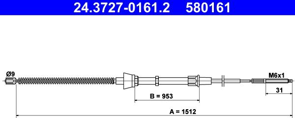 ATE 24.3727-0161.2 - Cavo comando, Freno stazionamento www.autoricambit.com