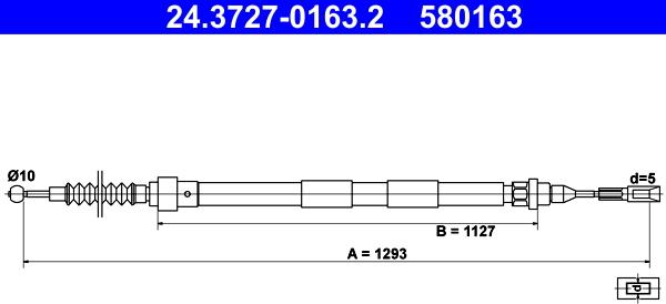 ATE 24.3727-0163.2 - Cavo comando, Freno stazionamento www.autoricambit.com