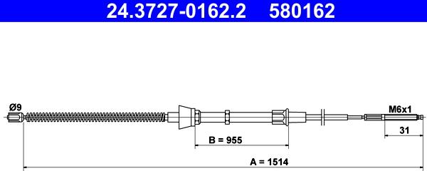 ATE 24.3727-0162.2 - Cavo comando, Freno stazionamento www.autoricambit.com