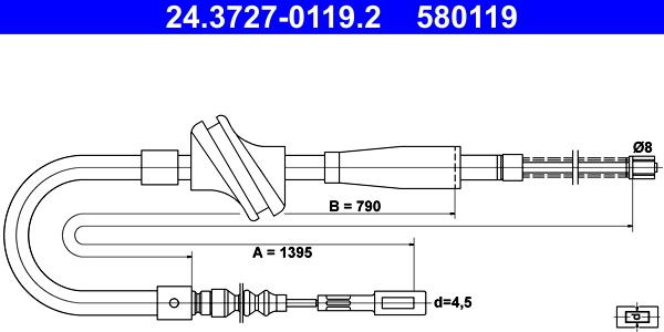 ATE 24.3727-0119.2 - Cavo comando, Freno stazionamento www.autoricambit.com