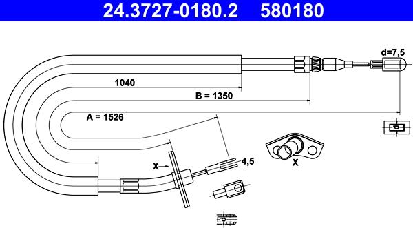 ATE 24.3727-0180.2 - Cavo comando, Freno stazionamento www.autoricambit.com