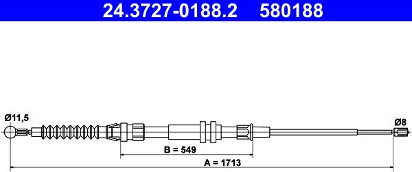 ATE 24.3727-0188.2 - Cavo comando, Freno stazionamento www.autoricambit.com