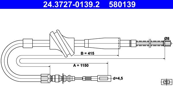 ATE 24.3727-0139.2 - Cavo comando, Freno stazionamento www.autoricambit.com