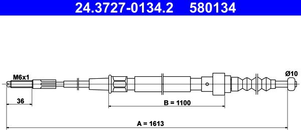 ATE 24.3727-0134.2 - Cavo comando, Freno stazionamento www.autoricambit.com