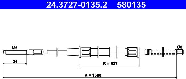 ATE 24.3727-0135.2 - Cavo comando, Freno stazionamento www.autoricambit.com