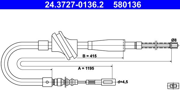 ATE 24.3727-0136.2 - Cavo comando, Freno stazionamento www.autoricambit.com