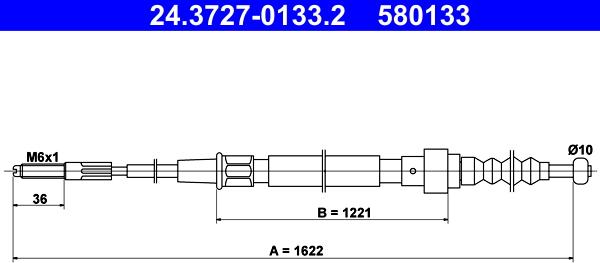 ATE 24.3727-0133.2 - Cavo comando, Freno stazionamento www.autoricambit.com