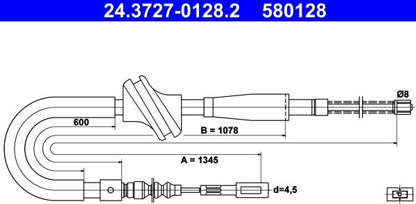 ATE 24.3727-0128.2 - Cavo comando, Freno stazionamento www.autoricambit.com