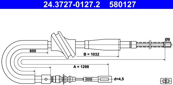 ATE 24.3727-0127.2 - Cavo comando, Freno stazionamento www.autoricambit.com