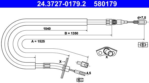 ATE 24.3727-0179.2 - Cavo comando, Freno stazionamento www.autoricambit.com