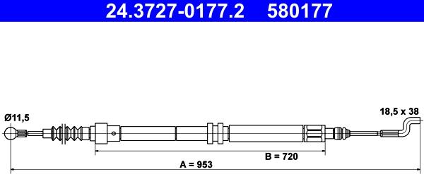 ATE 24.3727-0177.2 - Cavo comando, Freno stazionamento www.autoricambit.com