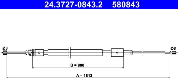 ATE 24.3727-0843.2 - Cavo comando, Freno stazionamento www.autoricambit.com