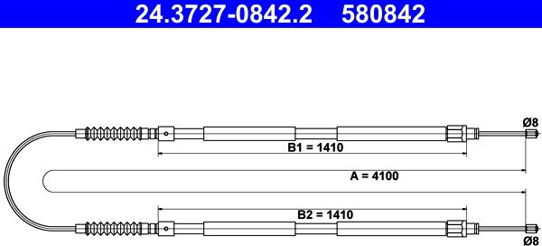 ATE 24.3727-0842.2 - Cavo comando, Freno stazionamento www.autoricambit.com