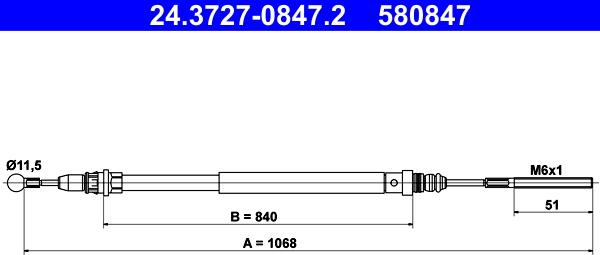 ATE 24.3727-0847.2 - Cavo comando, Freno stazionamento www.autoricambit.com