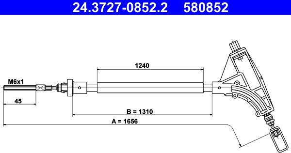 ATE 24.3727-0852.2 - Cavo comando, Freno stazionamento www.autoricambit.com