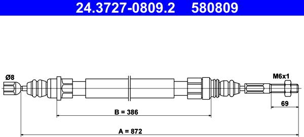 ATE 24.3727-0809.2 - Cavo comando, Freno stazionamento www.autoricambit.com