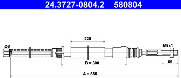 ATE 24.3727-0804.2 - Cavo comando, Freno stazionamento www.autoricambit.com