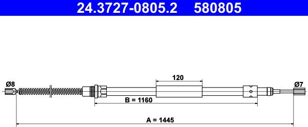 ATE 24.3727-0805.2 - Cavo comando, Freno stazionamento www.autoricambit.com