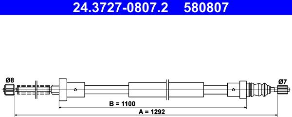 ATE 24.3727-0807.2 - Cavo comando, Freno stazionamento www.autoricambit.com